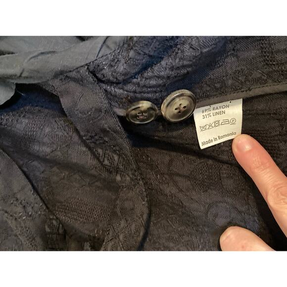 Dries Van Noten ~ BEAUTIFUL Utility Trench Coat Embroidered Navy ~ Sz Large - Picture 8 of 10